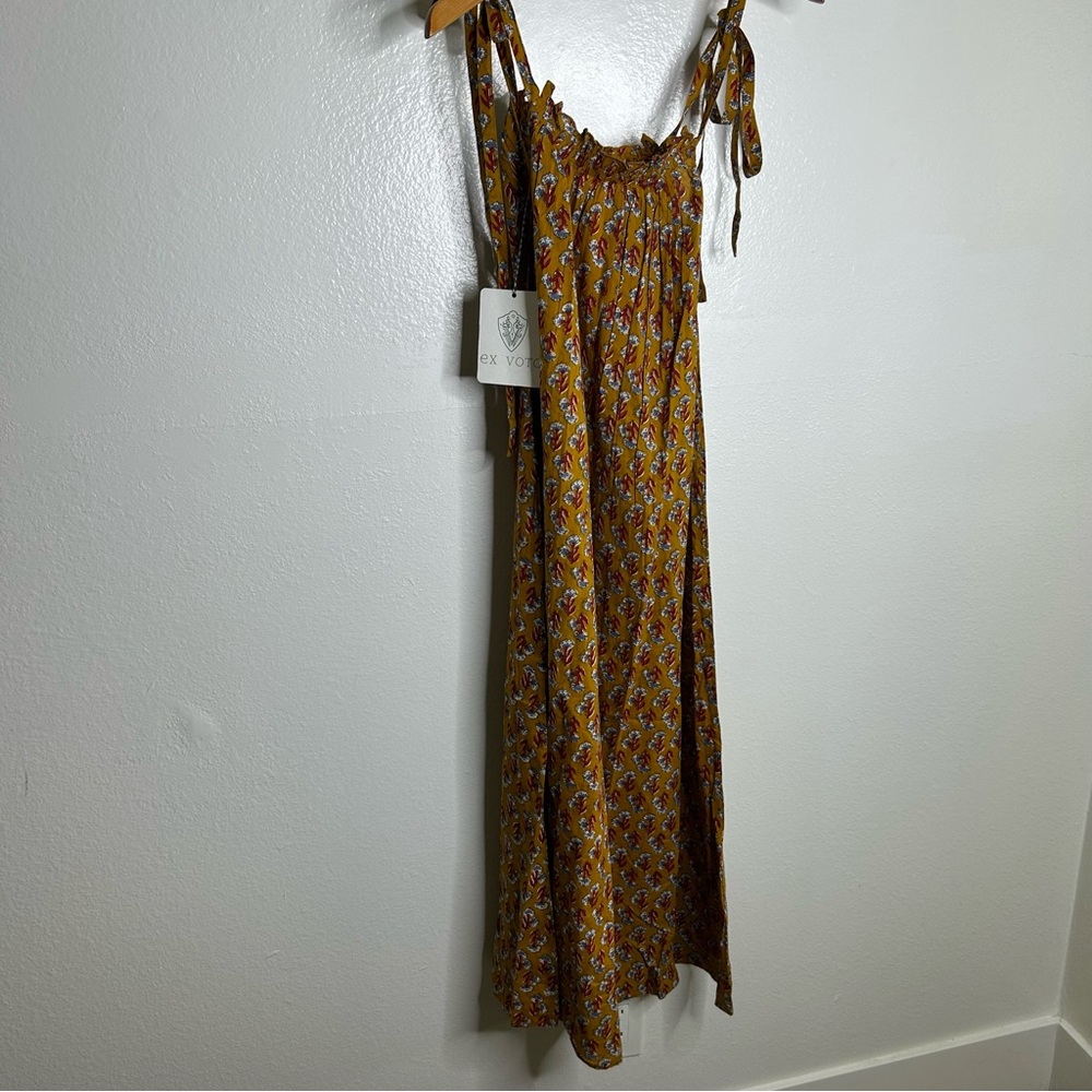 NWT Ex - Voto 100% Cotton Block Print Bohemian Iris Sundress Maxi Flowy - Picture 7 of 15